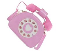 Abaodam Pochette Bandoulière en PU Rose Forme Téléphone Rétro Impression Chiffres Paquet à Main Portable Pratique pour Courses et Usage Quotidien Paquet de Rangement Créatif et Léger