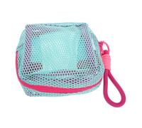 Abaodam Pochette en Filet Carrée Bleu-Vert avec Fermeture Éclair Trousse de Maquillage Compacte pour Rangement de Câbles et Accessoires Paquet Multifonction Léger pour Voyage avec
