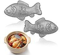 Abaodam Poisson en Fer Cuisson Naturelle, Complément de Fer Végétalien Réutilisable, 2 Pièces de Poisson Argenté, Cuisine Préparation de Soupes