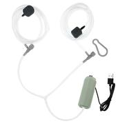 Abaodam Pompe à Air pour Aquarium Mini USB Double Sortie Deux Pierres à Air Pompe à Oxygène Portable Verte Accessoires pour Aquarium Domestique Oxygénation Bassin Couleur Aléatoire