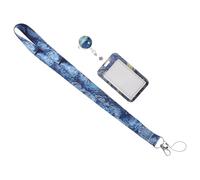 Abaodam Porte-badge Bleu Cordon et Enrouleur Rétractable, Pochette en Polyester et Plastique pour Bureau et École, Protection Pratique pour Cartes D'identité