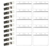 Abaodam Porte-badges Transparent 10 Pochettes 4×3 Pouces Étanches 10 Clips Double Face, Housses de Rangement pour Cartes D'identité et Vaccinales, Supports Solide pour Usage Intérieur
