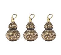 Abaodam Porte-clés Calebasse en Laiton Massif, Lot de 3 Pendentifs Gourde 3d Motifs Lotus Ouvrables, Ornement Feng Shui DIY pour Paquet à Dos, Bijoux Artisanaux et Décoration Créative