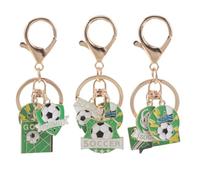 Abaodam Porte-clés Coupe du Monde Football en Alliage Vert, Lot de 3 Pièces Léger et Solide pour Décoration de Paquet à Dos et Fans Célébrant L'événement 2026