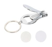 Abaodam Porte-clés Multifonctionnel en Métal Argenté Coupe-ongles en Acier Inoxydable, Transfert Thermique Double Face, Lot de 2 pour Usage Bureau et Maison