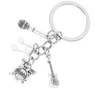 Abaodam Porte-Clés Pendentif Musique Multifonction Guitare Basse Micro et Batterie Miniature Accessoire Léger pour Paquet à Main Décoration Unique pour Fan de Guitare Basse et Musicien