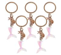 Abaodam Porte-clés Sirène Accessoire Pratique en Alliage et Plastique Lot de 5 Pendentifs Coquillage Colorés pour Paquet à Main ou Tote Bag, pour Célébrer Occasions Spéciales