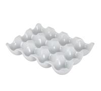 Abaodam Porte-œufs Design Rainuré Anti-roulement en Céramique 12 Compartiments Blanc Support à Œufs Léger et Facile à Utiliser pour Conservation Réfrigérateur pour Road Trip
