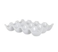 Abaodam Porte-œufs en Céramique Blanc 12 Compartiments Rainures, Facile à Utiliser et Évite le Roulement, pour Pique-niques et Rangement D'œufs Cuisine
