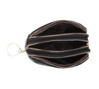 Abaodam Portefeuille à Pièces Grosse Capacité et Texture Fine en Cuir de Vachette Noir Anneau Porte-clés Pochette Confortable pour Fille ou Petite Amie