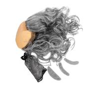 Abaodam Postiche Chauve Accessoires de Costume Réalistes 3 Pièces avec Moustache et Sourcils Gris Ondulés, Bonnet Chauve Confortable pour Hommes pour Halloween et Fêtes Costumées Adultes