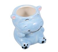 Abaodam Pot De Fleurs Céramique Hippopotame pour Plantes D'intérieur Pot à Crayons Mignon Organisateur De Bureau pour Pinceaux De Maquillage