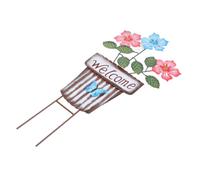 Abaodam Pot De Fleurs en Fer Forgé pour Extérieur Jardinière Décorative De Printemps Piquets De Jardin Décoratifs Support De Décoration Piquet De Jardin Décoratif Tournesol Piquet De