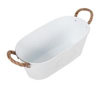 Abaodam Pot de Fleurs Vintage en Fer Forgé Décoratif pour Balcon et Intérieur, Jardinière Ovale 27x14x10,5 Cm Blanche, Seau à Plantes Succulentes Jardin et Bureau
