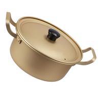 Abaodam Pot de Nouilles Ramen Coréen en Aluminium Doré Couvercle, Cuisson Rapide et Conductivité Thermique, Cuisine Professionnelle et Amateur