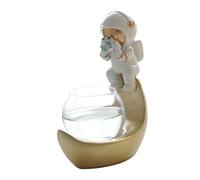 Abaodam Pot De Plantes Hydroponique Verre Astronaute avec LED pour Bureau Décoration Intérieure Fleur Lune Hydroponique Décor Jardin Original Moderne