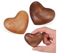 Abaodam Présent de Noël Homme 2 Pièces Cœur en Bois Sculpté la Main, Accessoire Décoratif Créatif en Bois Maison, Anti-Stress Délicat
