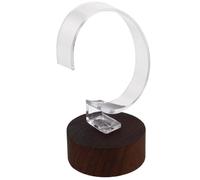 Abaodam Présentoir à Montres avec Anneau en C en Acrylique Noir Base en Bois de Noyer Noir 5X5X105 CM Support de Bracelet Multifonctionnel Vitrine à Montres Compacte pour Organisation