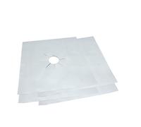 Abaodam Protège Plaque de Cuisson à Gaz en Ptfe Argenté 2 Pièces Trou Central Précoupé pour Gazinière et Four, Protection Réutilisable Antiadhésive et Résistante