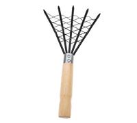 Abaodam Râteau à Palourdes Inoxydable avec Manche en Bois pour Plage, Râteau à Filet Court avec Grattoir Intégré, Outil De Creusage Fruits De Mer, Pratique Et Robuste pour Pêche Côtière