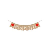 Abaodam Rouge Bannière de Lettres Fanions Décoratifs en Lin, pour | Forme Cœur et Queue de Poisson, Réutilisable, Fond Photo et Accessoire D’événement