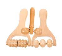 Abaodam Rouleau de Massage en Bois 3 Pièces pour Pieds, Dos et Visage, Masseur Manuel Ergonomique, Grand Format, Kit Bien-être Portable pour Relaxation Musculaire et Soin Peau