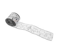 Abaodam Ruban Décoratif Musical à Motifs de Notes de Musique, Ruban Câblé Métallique Noir et Blanc, 6,3 Cm de Large, 9,14 M pour Emballage Présent, Décoration Mariage et Loisirs Créatifs