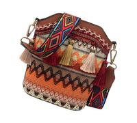 Abaodam Sac Bandoulière Bohème Tressé Léger PU avec Franges Sac Seau Créatif pour Femme pour Shopping et Sorties Courantes