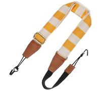 Abaodam Sangle pour Ukulélé sans Perçage Réglable en Cuir Nylon et Coton Bandoulière Portable Orange Jaune à Carreaux Compatible Ukulélé Soprano Légère et Facile à Transporter