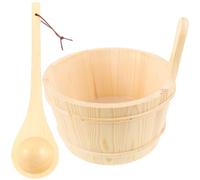 Abaodam Seau de Sauna en Bois Naturel Louche, Petit Tonneau Pratique pour Spa et Hammam, Accessoire Sauna 2 Pièces, Ensemble Décoratif pour Salle de Bain et Spa, Utilisation Familiale