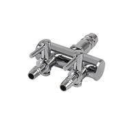 Abaodam Séparateur d'air pour Aquarium en Acier Inoxydable à 2 Voies Levier de Contrôle du Débit, Accessoire Pompe à Air Argenté pour Système de Diffusion D'oxygène