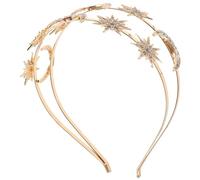 Abaodam Serrage-tête ni Irritation Étoile et Lune Double Couche en Alliage Doré à Décor de Cristaux, Couronne Élégante pour Fêtes et Événements