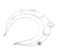 Abaodam Serre-tête Soleil Argenté Trois Couches Fait Main Bandeau Étoile Lune pour Femme Accessoire Cheveux Déesse pour Fête Anniversaire Mariage