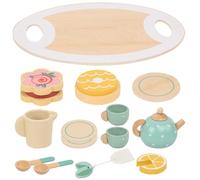 Abaodam Service à Thé en Bois 15 Pièces pour Tout-Petits, Accessoires Mini-Maison, Jeu de Rôle Garçon et Filles Filles Garçons, Ensemble Jouet Éducatif pour Tea Party à Domicile