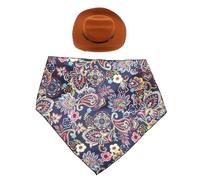 Abaodam Set Chapeau et Bandana Vintage pour Chien et Chat Accessoire Décoratif pour Costume Danimal Style Rétro Marron et Marine pour et Photos