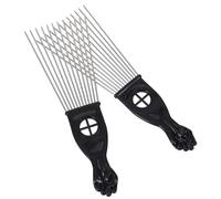Abaodam Set de 2 Peignes à Dents Larges en Acier et Plastique Noir, Peigne Coiffure Professionnel D’éventail, Doux Cuir Chevelu, pour Salon et Usage Domestique