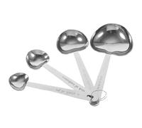 Abaodam Set de 4 Cuillères Doseuses en Acier Inoxydable Argentées de Cœur, Mesures Précises et Faciles à Nettoyer pour Pâtisserie Cuisine Quotidienne