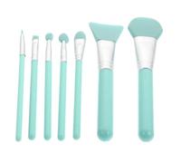 Abaodam Set de 7 Pinceaux de Maquillage en Silicone Manche Plastique, Brosses pour Masque Facial, Faciles à Nettoyer, Réduisent le Gaspillage de Produit, Vert
