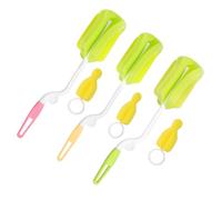 Abaodam Set De Brosses Nettoyage Biberons Et Tétines Rotative Avec Manches Pratiques Éponge Douce Accessoires Pour Alimentation Couleurs Jaune Vert Rose