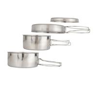 Abaodam Set de Casseroles Camping Acier Inoxydable Batterie Cuisine INOX Portable pour Personnes Poêle Camping et Marmite Randonnée Ustensiles Cuisine Extérieur Robustes pour Randonnée et