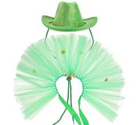 Abaodam Set de Déguisement pour Chien Saint Patrick avec Tutu et Chapeau Trèfle Costume Ajustable pour Chiots et Petits Animaux Tenue Festive pour Animaux de Compagnie