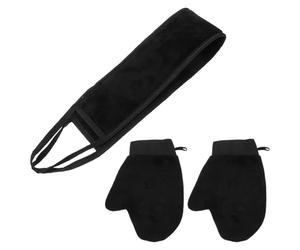 Abaodam Set de Moufles Exfoliants Corps Noir en Film Pe et Flocage, Soin Doux Peau, pour Usage Quotidien et Bain