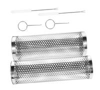 Abaodam Set de Paniers à Griller Acier Inoxydable pour Barbecue Extérieur Grill Rond Portable avec Couvercle Articulé et Ventilation pour Cuisson Uniforme