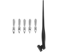 Abaodam Set de Stylo à Tremper Argenté Grip Stable et Design Irrégulier pour Calligraphie et Travaux Détaillés, Plume Plate et Tige Coudée en Métal