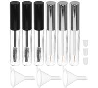 Abaodam Set de Tubes de Mascara Vides avec Brosse à Cils et Entonnoirs Lot de 3 10ml en Plastique Argenté pour Voyage et Création DIY de Maquillage Yeux