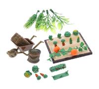 Abaodam Set Mini Jardin Miniature avec Figurines Légumes Accessoires Mini Jardin Décor Scène Ferme Dollhouse Outils Micro Paysage Kit Poussette et Champ Légumes