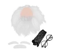 Abaodam Set Perruque De Chercheur Blancs Pour Adultes Avec Barbe Moustache Sourcils Et Lunettes Accessoires Costume Inventeur Fou Respirant Pour Cosplay Halloween Et Fête Thématique