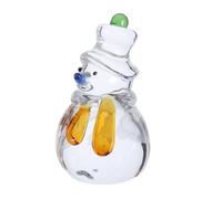 Abaodam Statuette de Neige en Verre 7,5 Cm, Chapeau Vert | Décoration Festive de Noël, Objet Transparent et Brillant, pour Bureau Intérieur, Facile à Nettoyer