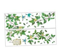 Abaodam Sticker Mural Autocollant Plantes et Oiseaux Décor Mural Floral Auto-adhésif pour Salon et Fleurs PVC Résistantes Facile à Poser et Retirer