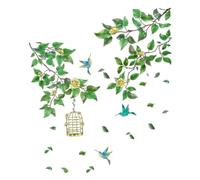 Abaodam Sticker Mural Végétal Autocollant avec Oiseaux et Fleurs Décor Naturel et pour Salon Chambre et Boutique Facile à Poser Trace